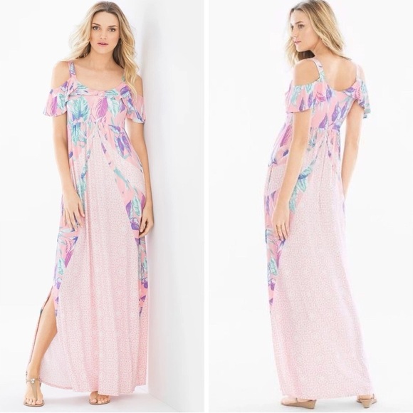 Soma Floral Jersey Maxi Dress Pockets Comfort Stretch M - Picture 1 of 7